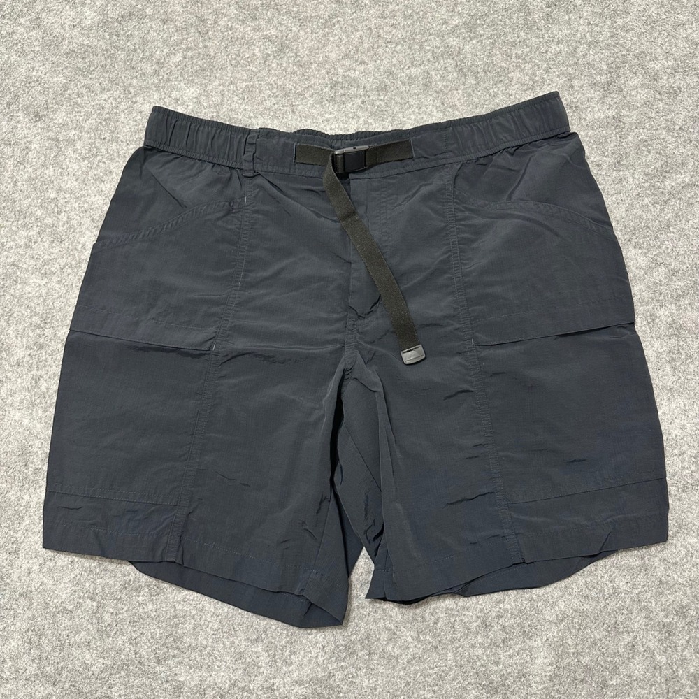 Eddie Bauer Ripstop Tech Shorts Mens Large Dark Navy Blue Belted Cargo